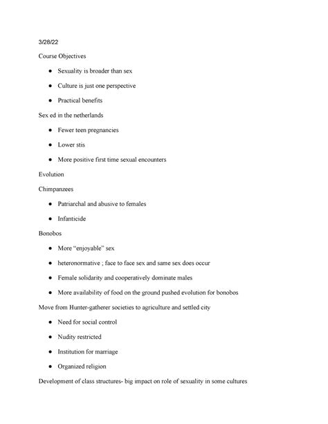 Lec Psych 210 Lecture Notes 3 28 Course Objectives Sexuality Is