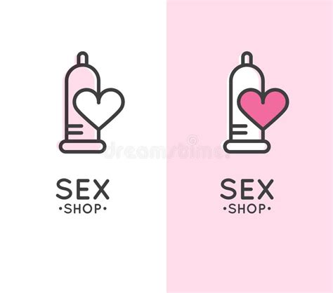 Sex Shop Logo With Condom And Heart Stock Vector Illustration Of