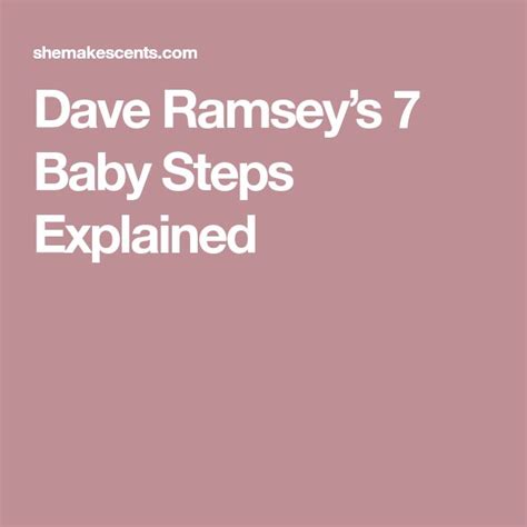 Dave Ramseys Baby Steps Explained Dave Ramsey Baby Steps Dave