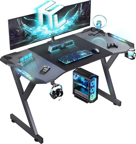 Hlonone Led Gaming Schreibtisch X Cm Gaming Tisch Mit Led