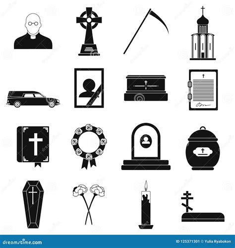 Iconos Simples Negros Del Entierro Y Del Entierro Stock de ilustración