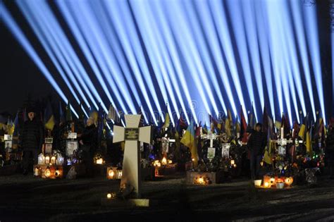 Symbolic Rays Of Memory Graves Lit At The Lychakiv Military Cemetery