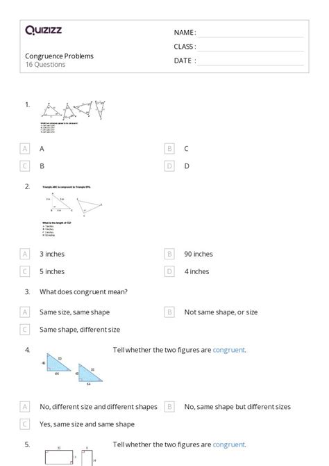 50 Congruence Worksheets For 11th Class On Quizizz Free Printable