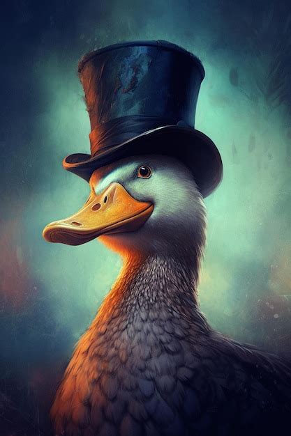 Premium AI Image | there is a duck wearing a top hat and a top hat ...