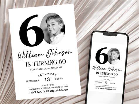 Male 60th Birthday Invitation Template Look Whos 60 Photo 60th Birthday Invite Editable