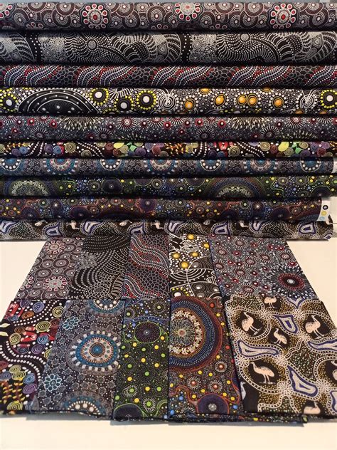 20 Fat Quarters Black Set Australian Aboriginal Fabric Bundle Etsy