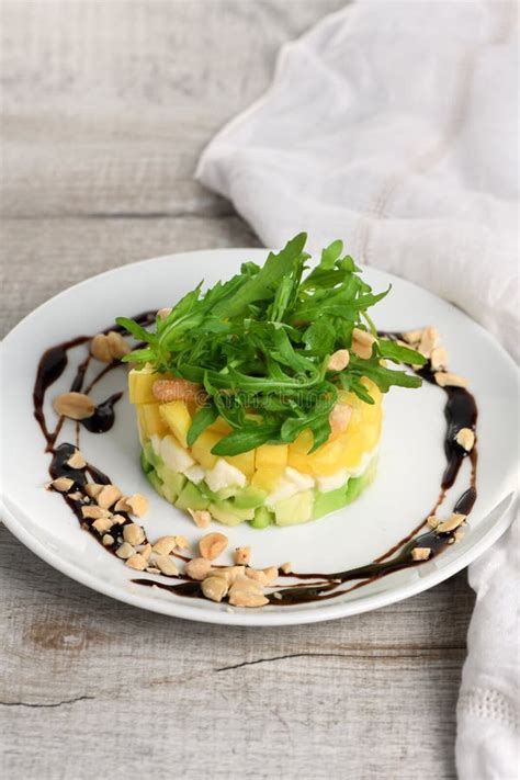 Salad With Avocado Mango And Mozzarella Stock Image Image Of Hour