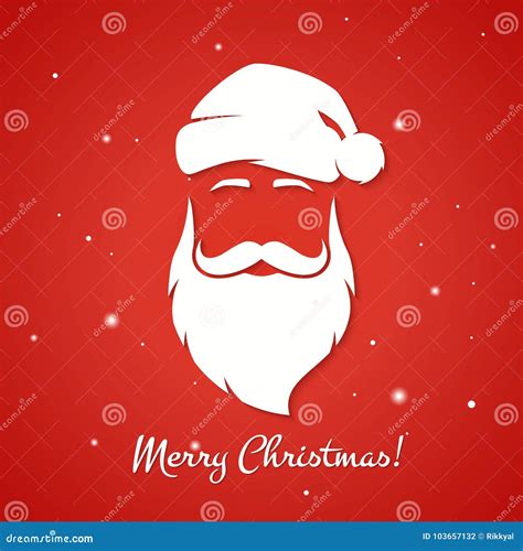 Merry Christmas Greeting Card With Santa Claus Silhouette Stock Vector