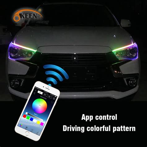 Okeen Pcs Car Sequential Flowing Rgb Daytime Running Light Drl App