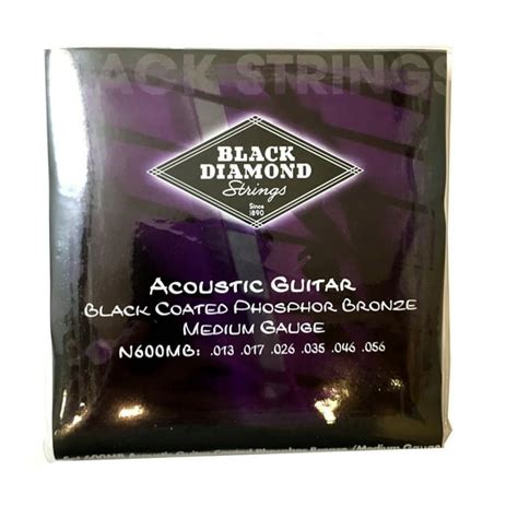 Black Diamond Guitar Strings 3 Pack Acoustic Medium Black Coated 13 56