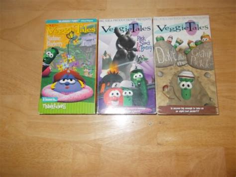 Veggie Tales Lot Vhs Dave And Giant Pickle Madame Blueberry Rack