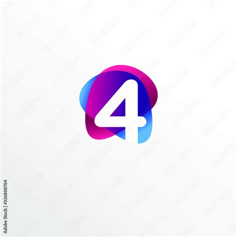 Initial Number 4 Funny Colorful Logo Design Stock Vector | Adobe Stock