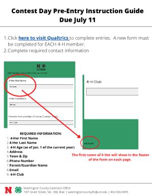 Fillable Online Extension Unl Contest Day Pre Entry Instruction Guide