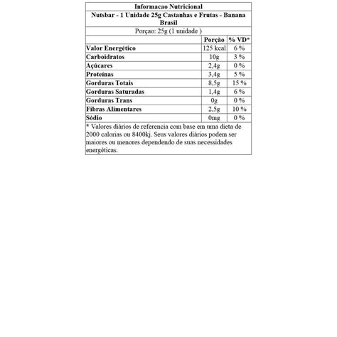 Nutsbar 1 Unidade 25g Castanhas E Frutas Banana Brasil OtimaNutri