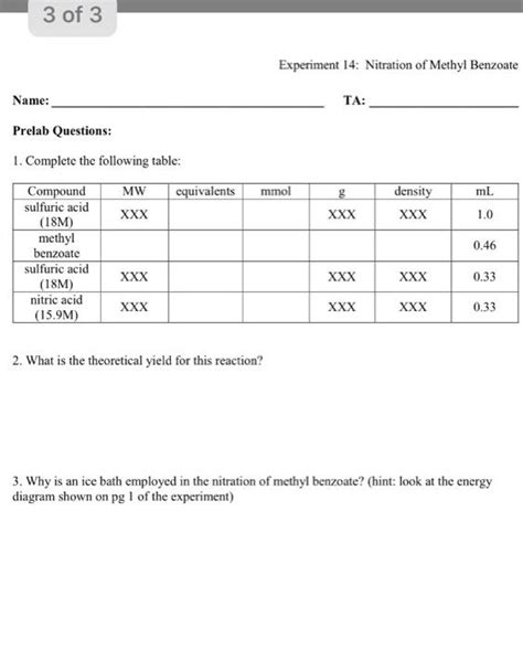 Solved Of Experiment Nitration Of Methyl Benzoate Chegg