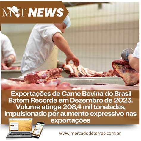 Exportações de Carne Bovina do Brasil Batem Recorde em Dezembro de 2023