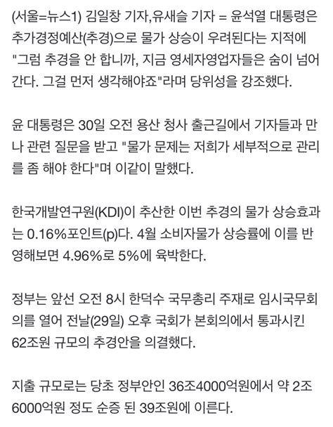 尹 대통령 영세업자들 숨 넘어가는데 그럼 추경 안 합니까 정치시사 에펨코리아