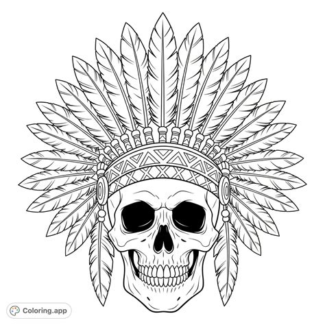 adorned feather headdress skull coloringapp