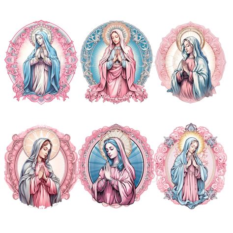 Pink Virgin Mary Clipartbundle 15 High Quality Pngwatercolor Etsy