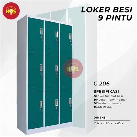 Jual Locker Besi 9 Pintu C206 Lemari Cabinet Full Besi Loker 9 Pintu