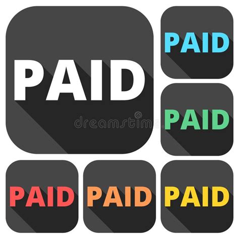 Paid Icons Set With Long Shadow Stock Vector Illustration Of Money