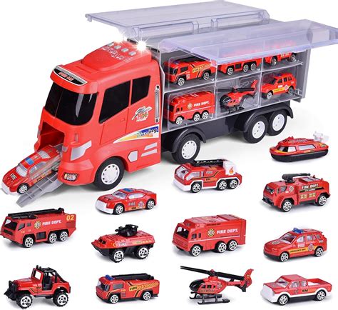 2WD RC Fire Truck Remote Control Car Kids Toy Rechargeable Battery Water Cannon Firetruck Water ...