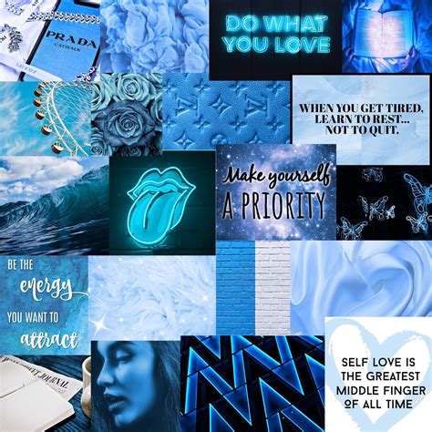 Blue Aesthetic Collage Wall Kit 50 Pics Etsy