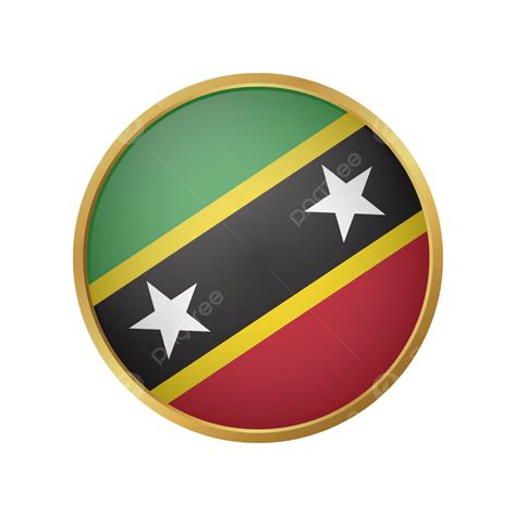 Saint Kitts And Nevis Flag Vector With Circle Golden Frame Saint Kitts Flag Vector Png And