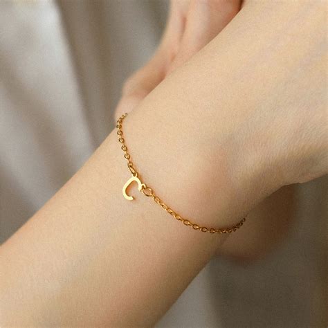 Jual Personalized Name Initial Custom Bracelet K Gold Plated