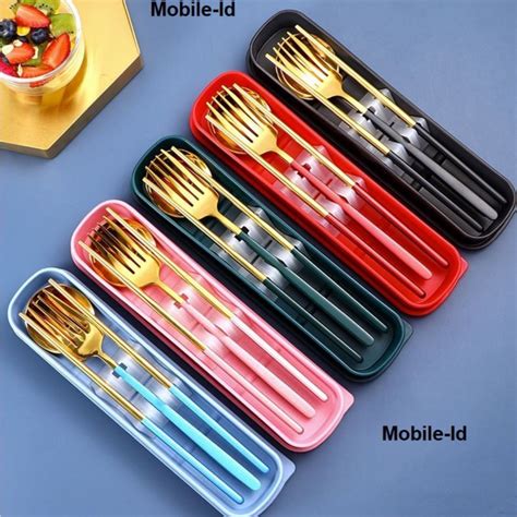 Jual Cutlery Set Alat Makan Korea Stainless Steel Box Sendok Garpu