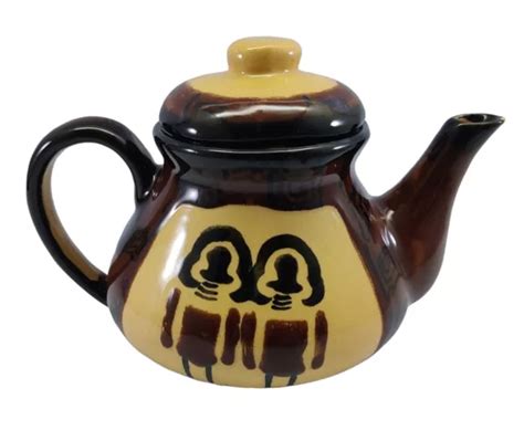 KAZURI POTTERY TEAPOT Glazed Made In Kenya Pottery Brown Cream