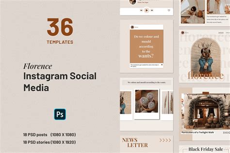 Florence Instagram Social Media | Social Media Templates ~ Creative Market