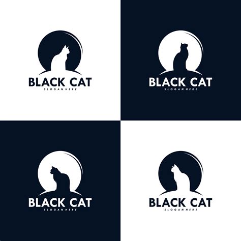 Set Of Black Cat Logo Design 11156314 Vector Art At Vecteezy