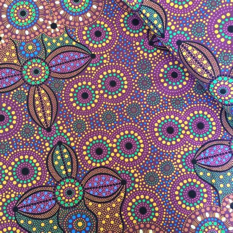 Spirit Place Burgundy Australian Aboriginal Art Fabric by Bernadette ...