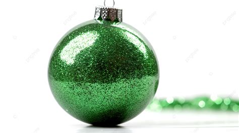 Shimmering Green Glitter Christmas Bauble Isolated On White Background