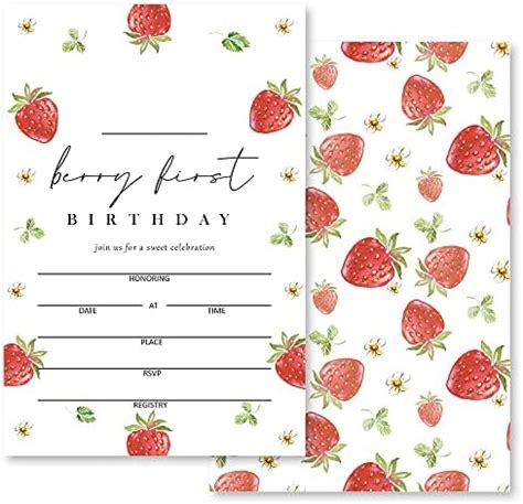 Amazon Grace Yonks Berry First Birthday Invitation