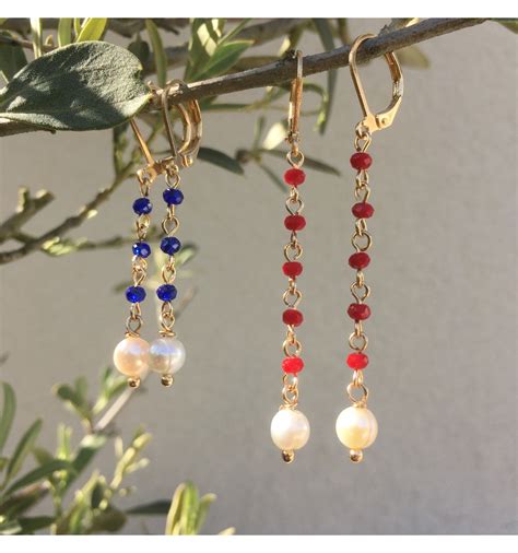 Boucles D Oreilles Laiton Dor Perles De Couleur Et Perle D Eau Douce