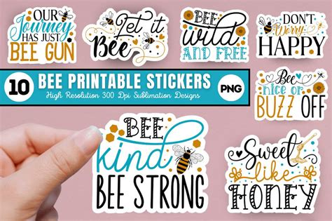 Bee Printable Stickers Bundle - So Fontsy