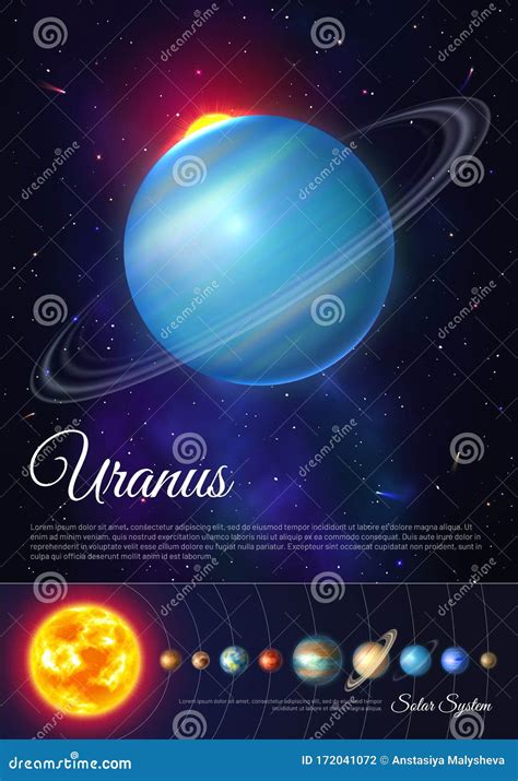 Planeta De Urano Con Anillos De Gas Colorido Afiche Ilustración Del Vector Ilustración De