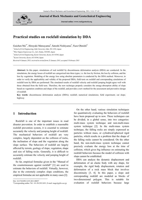 (PDF) Practical studies on rockfall simulation by DDA