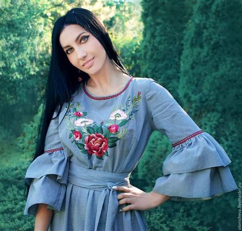 Романтичное длинное платье с ручной вышивкой "Винтажное" в интернет ...
