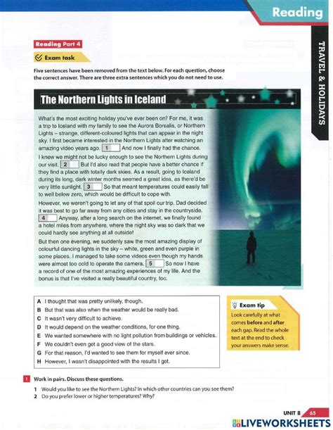 Unit 8reading Part 4 Worksheet Live Worksheets