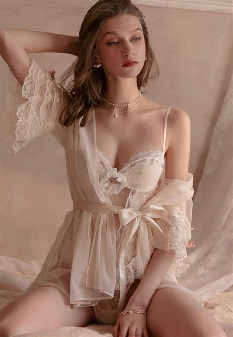 Bridal Lace Ruffle Lingerie Set Sheer Nightgown Sexy Etsy