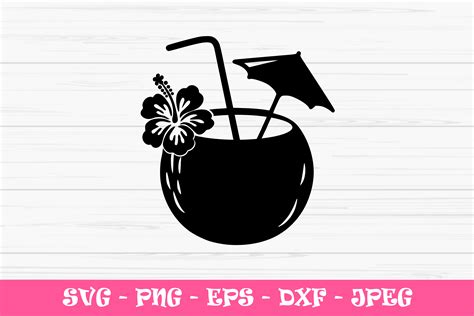 Coconut Cocktail Svg Summer Svg Coconut Drink Svg Dxf Png Etsy