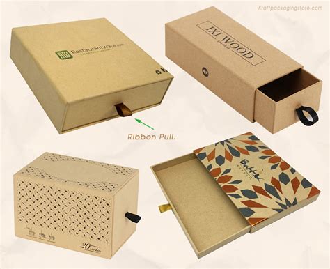 Custom Made Rigid Cardboard Sliding Kraft Drawer Gift Boxes