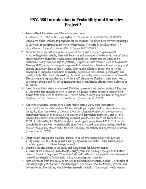 PSY 380 RS T5 Benchmark Articles Project 2 PSY 380 Introduction To