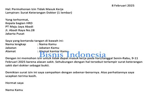 Contoh Dan Cara Membuat Surat Izin Sakit Untuk Karyawan Dan Siswa