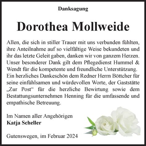 Traueranzeigen Von Dorothea Mollweide Abschied Nehmen De