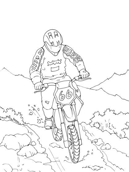 Coloriage Motocross dans la nature dessin gratuit à imprimer