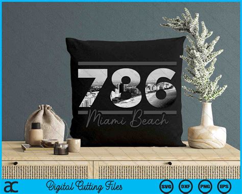 Miami Beach 786 Area Code Skyline Florida Vintage SVG Cutting Files